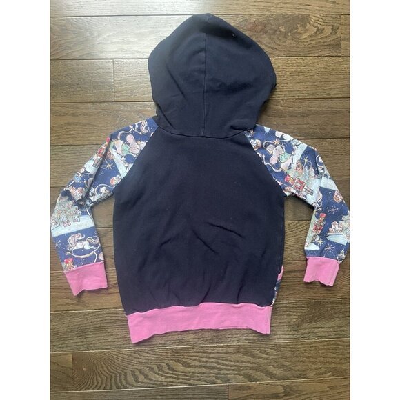 Hooded Sweatshirt Girls XS Handmade Nutcracker Mouse Print Pink Trim Pullover - Picture 5 of 8